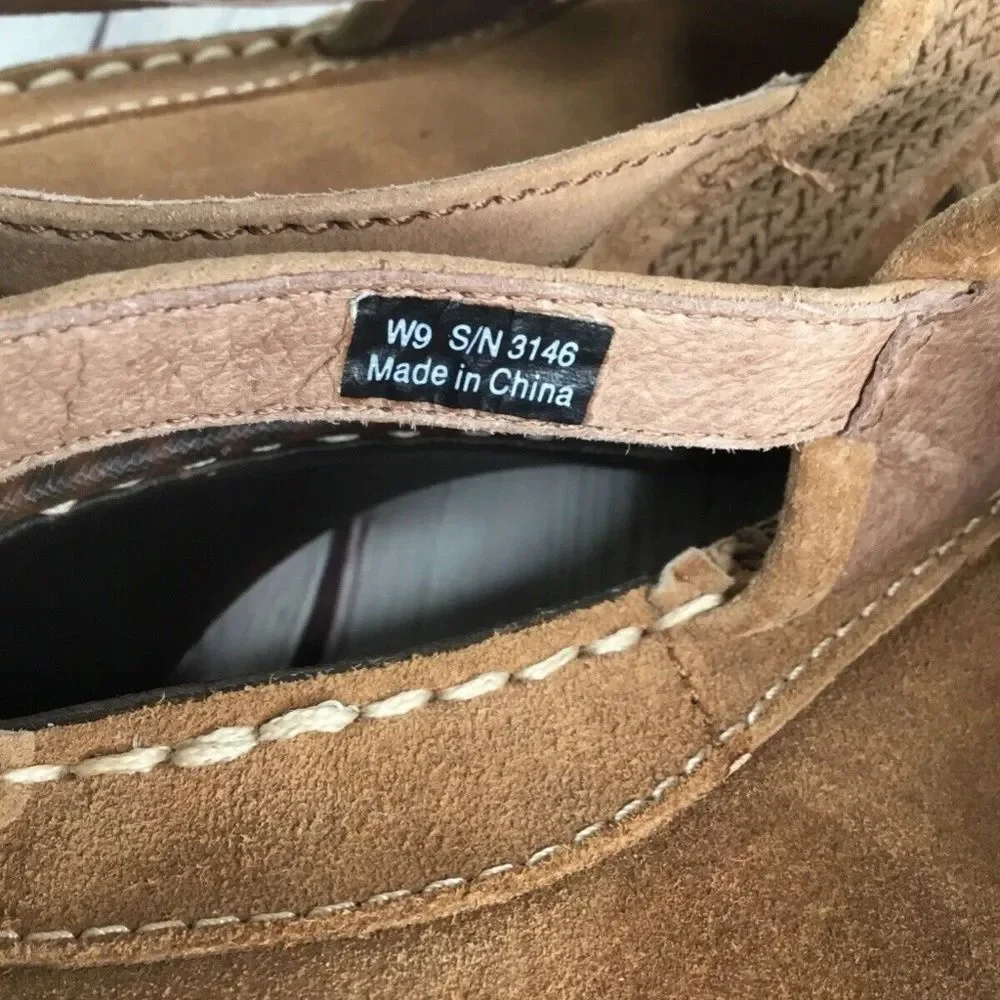 UGG 3146 Strappy Slingback Jute Wedge Sandals Women Size‎ 9 Brown Nubuck/Leather